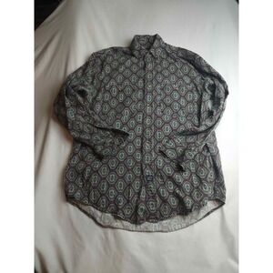 The Arrow Company Mens Purple Geometric Medallion Print Button Down Shirt Size M